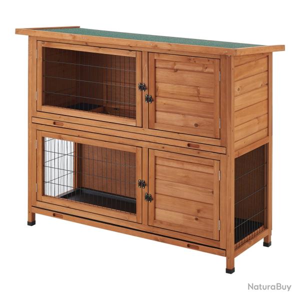 Clapier � deux niveaux 104 x 122 x 50 cm sapin naturel 03_0006806