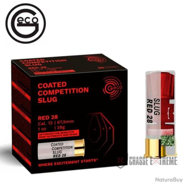100 Cartouches GECO Comp�tition Slug Ccs Red 28 Cal 12/67,5