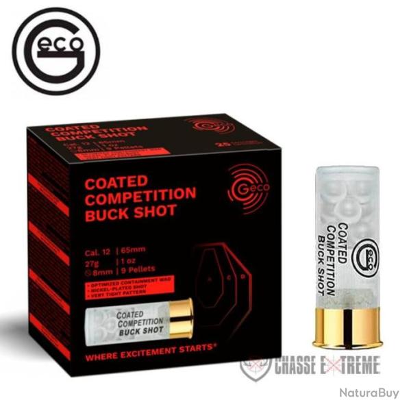25 Cartouches GECO Comp�tition Cc Buck Shot 27,0g Cal 12/65