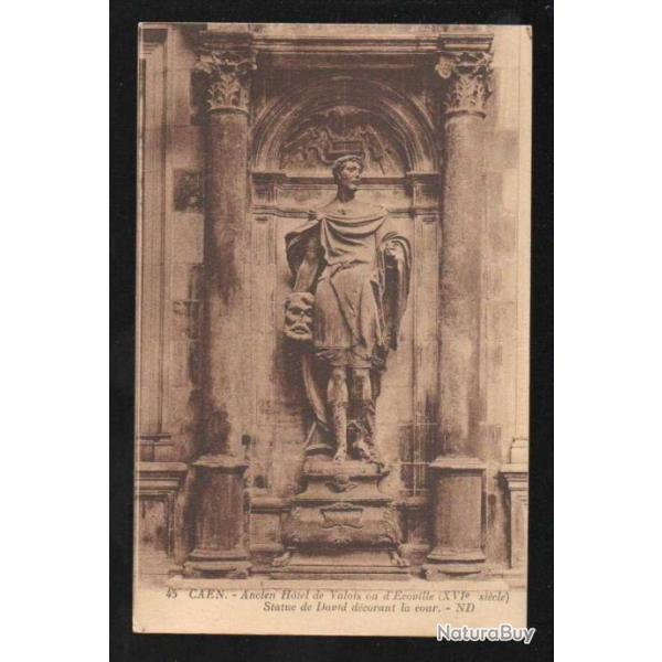 caen ancien hotel du valois ou d'�coville statue de david carte postale ancienne