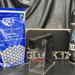 Nouveau - "Pack pr&ecirc;t &agrave; tirer" - GLOCK 17 - Cal. BBs 6mm - Airsoft ( Bouteille de gaz +3200 Billes)