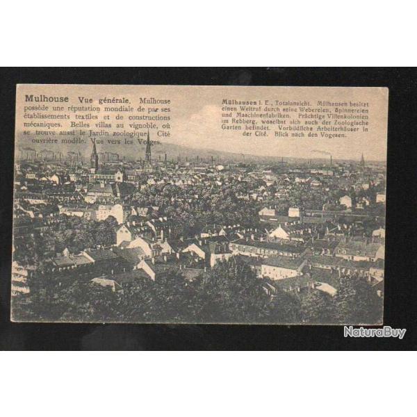 mulhouse vue gnrale carte postale ancienne bilingue