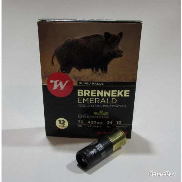 boite de 10 cartouches Winchester Brenneke Emeraude 34 grs cal 12/70