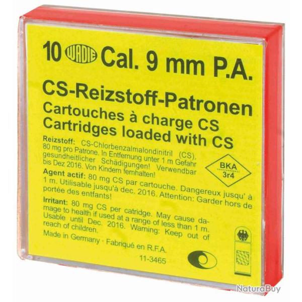 Bo�te de 10 cartouches 9 mm PA � gaz CS