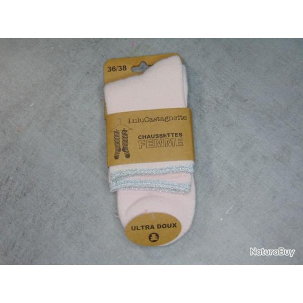 CHAUSSETTES DAME LULU CASTAGNETTE DE QUALITE ROSE PALE
