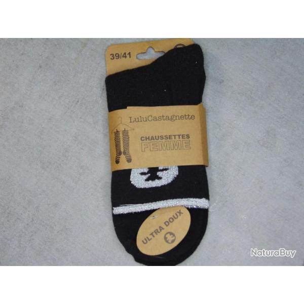CHAUSSETTES DAME LULU CASTAGNETTE DE QUALITE NOIRE