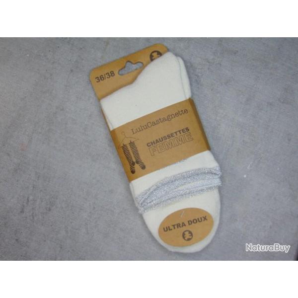 CHAUSSETTES DAME LULU CASTAGNETTE DE QUALITE BLANCHE