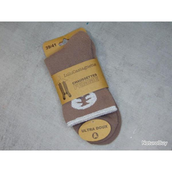 CHAUSSETTES DAME LULU CASTAGNETTE DE QUALITE MARRON CLAIRE