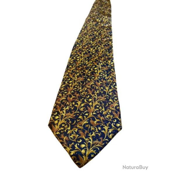 IDEE CADEAU NO�L Cravate en soie motif faisans, li�vres, biches, �cureuils fond noir