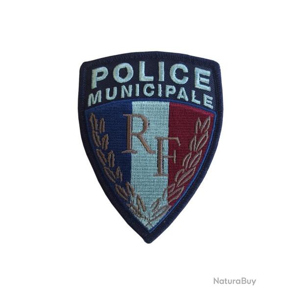 Ecusson brode sur velcro - Police Municipale RF - basse visibilit�