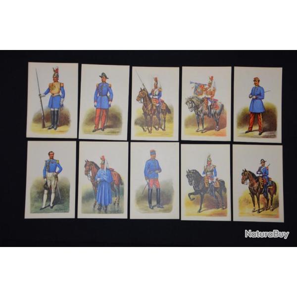 CARTES POSTALES CASQUE-CUIRASSE-UNIFORME-SABRE-MOUSQUETON-CENT GARDES NAPOLEON III-J.E. HILPERT