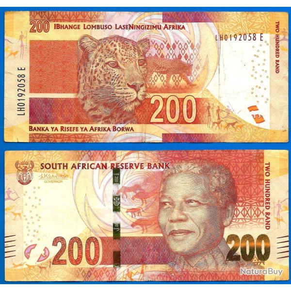 Afrique Du Sud 200 Rand 2016 Billet Nelson Mandela South Africa Tigre Rands