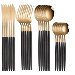 Menagere Ensemble de Couverts Inox-Or Noir 24pcs 20260729082521