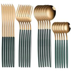 Menagere Ensemble de Couverts Inox-Or Vert 24pcs 20260729082521