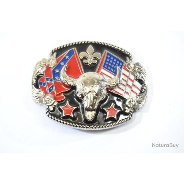 Boucle ce ceinture USA sudiste bison fleur lys am�ricain usa country cowboy western farwest rodeo