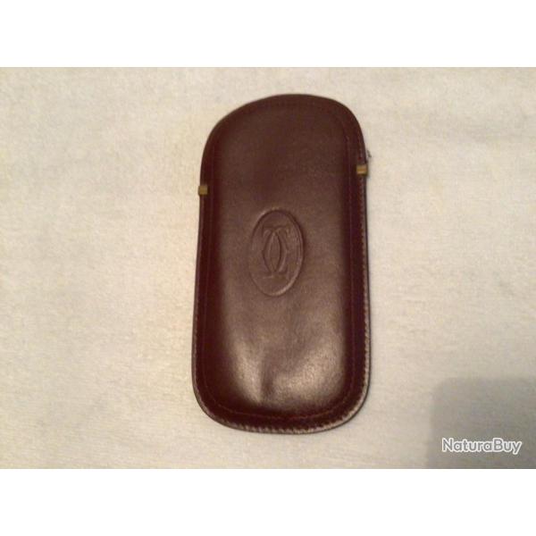 �tui � lunette CARTIER cuir marron