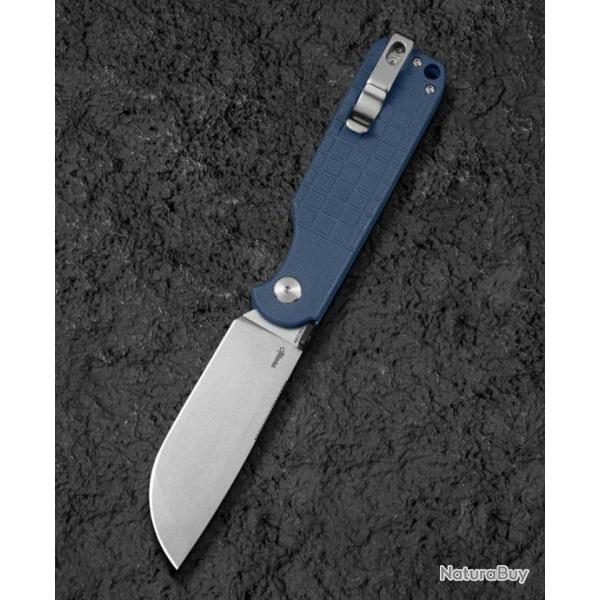 Couteau Bestech Glok Blue-Gray Manche G10 Lame Acier 14C28N IKBS Button Lock Clip BTKG55B