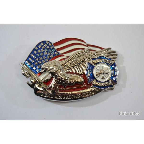 Boucle ceinture USA FD Fire Department Real American Hero drapeau US am�ricain country pompier