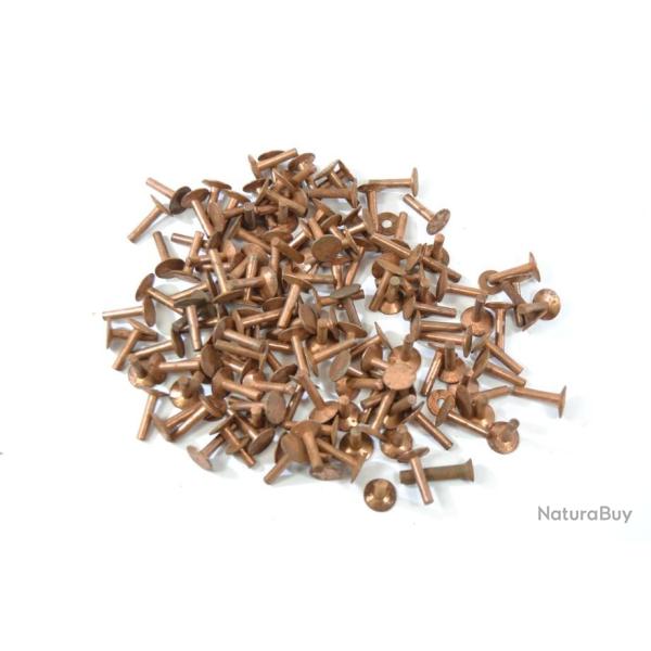 Lot de rivets anciens en fer electro-cuivrs, mtal cuir dco. Rivet  mater avec contre rondelle
