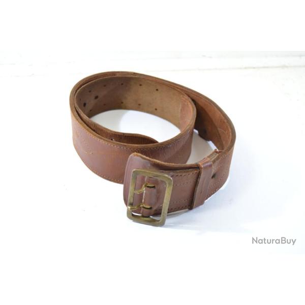 Ancien ceinturon militaire en cuir officier Franais WW1 / WW2, incomplet, modifi. Idal FFI