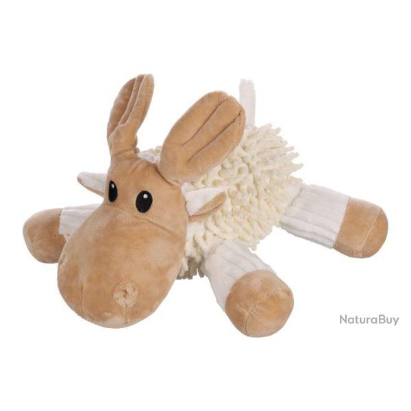 JOUET CHIEN FLUFA RENNE BEIGE 28X27X18CM