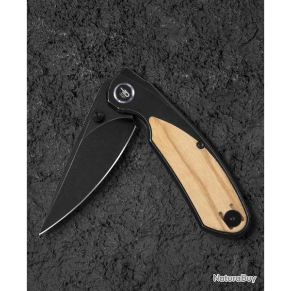 Couteau Bestech Lito Olive Lame Acier M390 Blackwash Manche Titane/Bois IKBS Framelock BTKT2307C