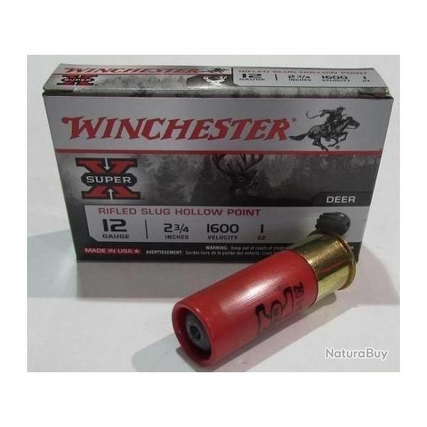lot de 4 boites de 5 cartouches cal 12/70, Winchester Slug Hollow Point 28,5 grammes