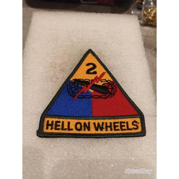 Patch arm�e us 2nd ARMORED DIVISION +TAB HELL ON WHEELS ORIGINAL