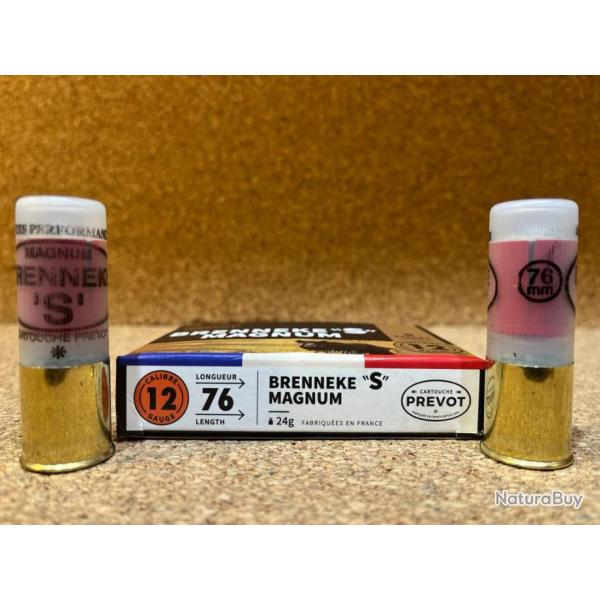5 Cartouches Prevot � balle Brenneke ''S'' magnum - Cal. 12/76