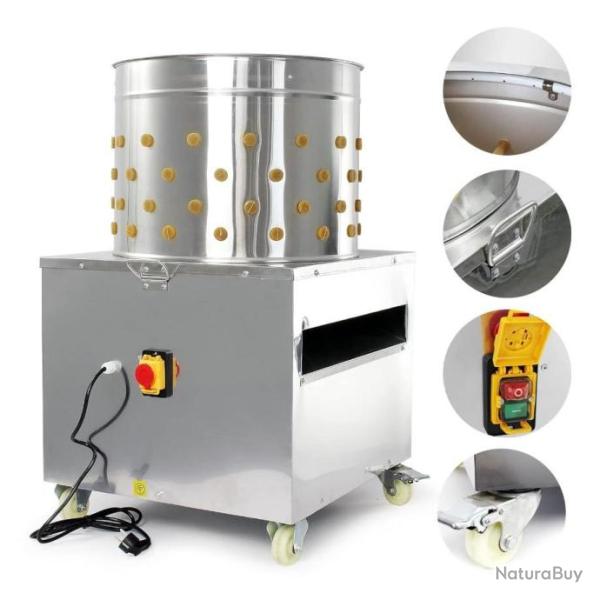 Plumeuse � volailles Acier Poule Canard 1500W Tambour Acier �50cm Raccord Eau 130 Doigts roulettes