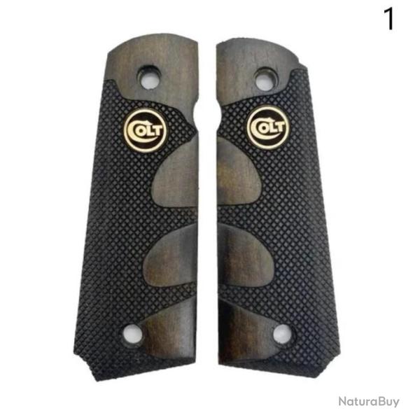 PLAQUETTE EN BOIS V�RITABLE POUR COLT 1911 grav� au laser