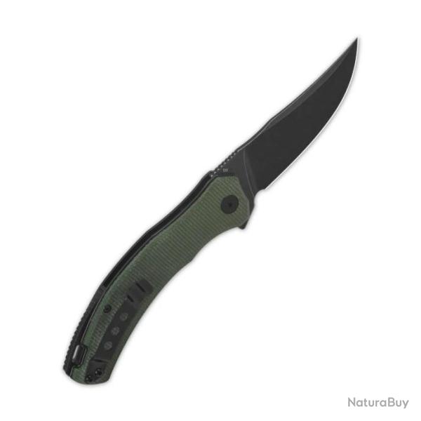 Couteau QSP Walrus Green Lame Acier D2 BLK Upswept Manche Micarta IKBS Linerlock Clip QS151C2