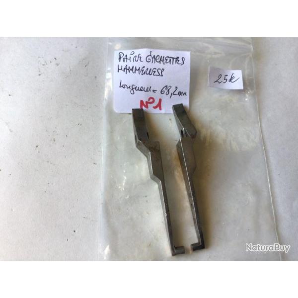 VENDU PAR CUIRASSIER11 N�1 PAIRE DE G�CHETTES POUR FUSIL HAMMERLESS CALIBRE 12 ET 16