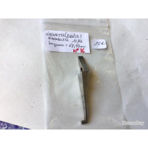 VENDU PAR CUIRASSIER11 N� 16 G�CHETTE DROITE POUR FUSIL HAMMERLESS CALIBRE 12 ET 16