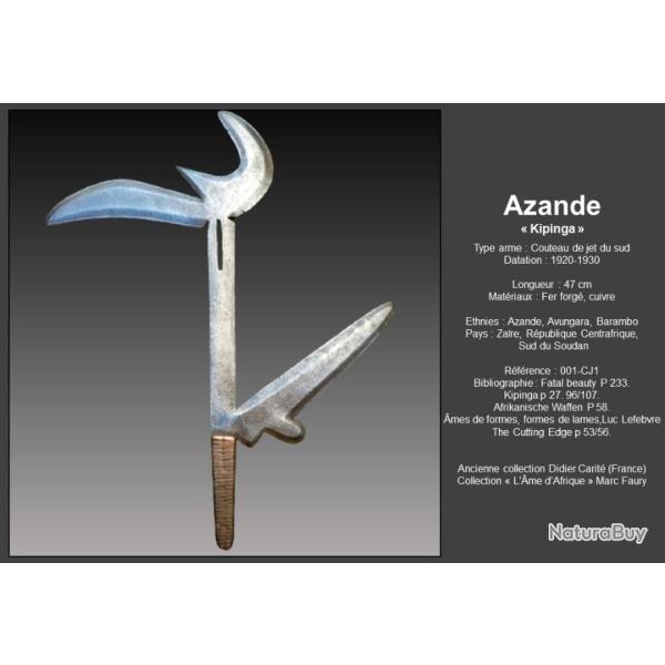 Remarquable couteau de jet Azande