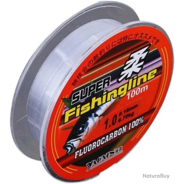 Fil de p�che fluorocarbone, Super solide, Transparent fishing line 100m 20/100