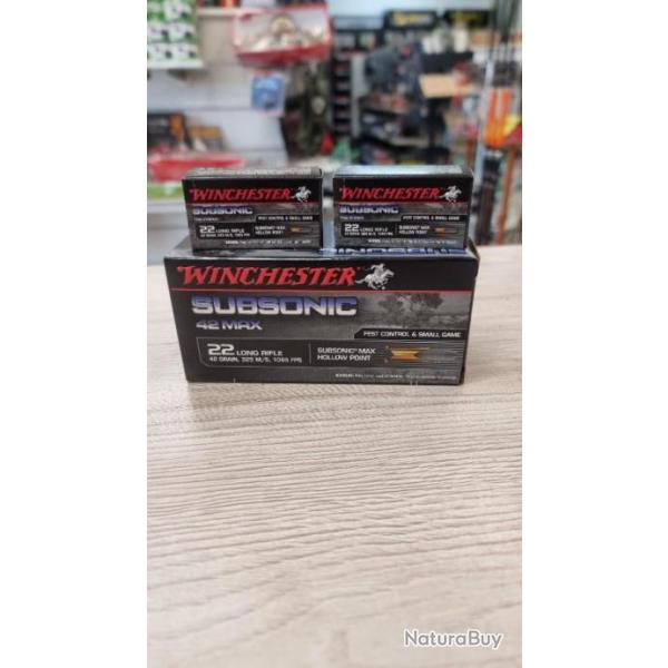 2 bte de 500 munitiion Winchester Subsonic 22lr 42 gr