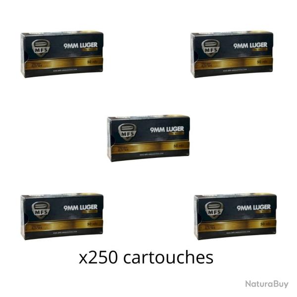 Munitions MFS cal.9mm luger fmj 124gr 8g par 250