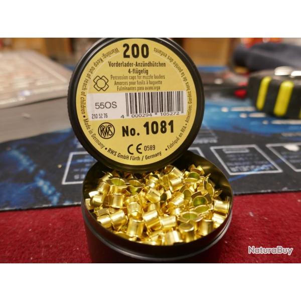 Boite de 200 amorces � ailettes RWS 1081 pour fusil � poudre noire