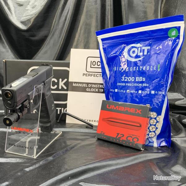 Pack laser - Pr�t a tirer" - Glock 19 "Gen3 " - (CO2 / Noir)