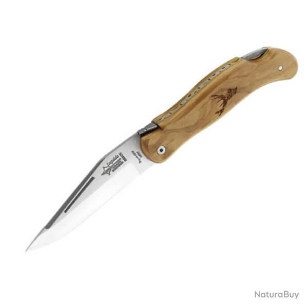 704.S Couteau pliant Laguiole chasse "Grande Nature" de G. David olivier motif sanglier