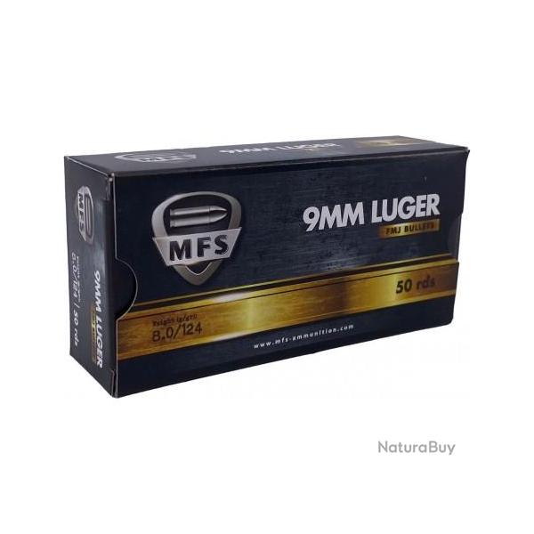 Cartouches MFS Calibre 9mm 124grs FMJ - Boite de 50 unit�s