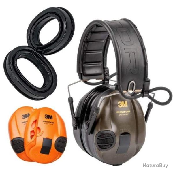 Casque Aero Peltor SportTac Coquilles vert/Orange Kit gel Default Tit