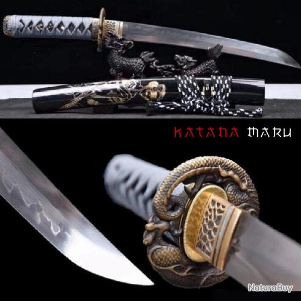 Tanto haut de gamme en acier T10. V�ritable peau de raie & hamon (trempe � l'argile)