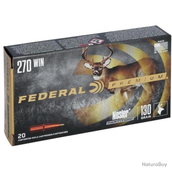 Cartouches Federal Premium Nosler Partition - Cal. 270 Win 130 Grains