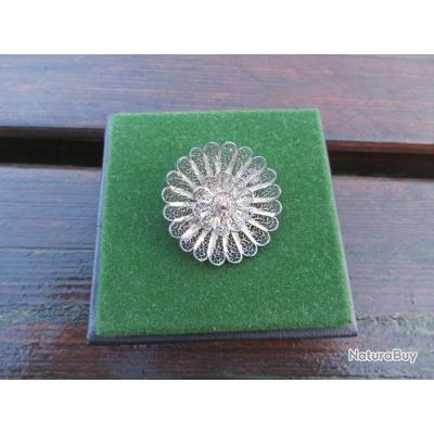 Broche Filigrane Métal Argenté - Début XXème Siècle - Bon état