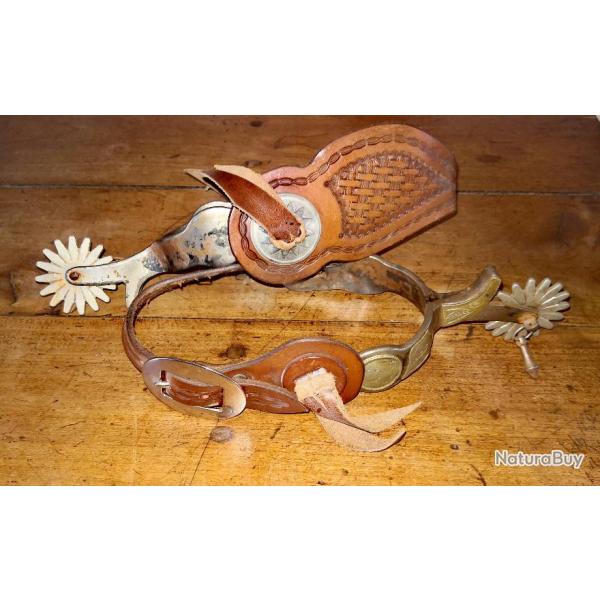 Rare perons mtal argent avec clochettes, western