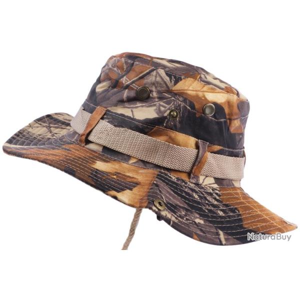Chapeau Bob Chasse Marron Camouflage avec Lien de Serrage Taille unique Marron