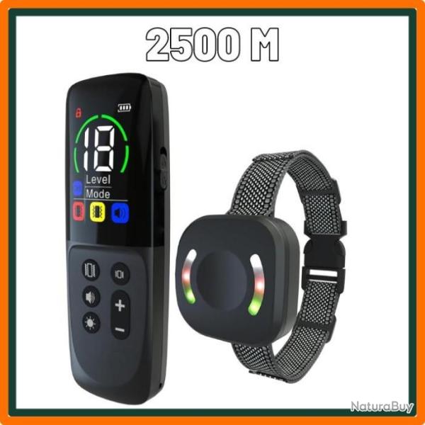 Collier de dressage pour chien 2500m - Sans choc - 4 modes de dressage - IP67 - Livraison gratuite