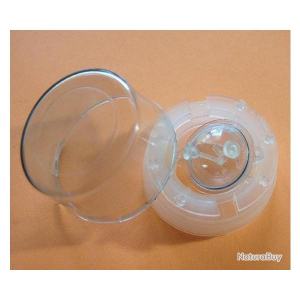 LOT DE 2 FLOTTEURS + BOITES PLIOIR TRANSPARENTS DE LA MARQUE BULDO DIAMETRE 25mm